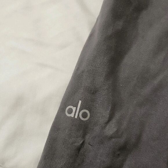 Alo High Waist Risk Taker Trouser Pants Womens Medium Fog Wide Leg Flare Cut-out - Picture 6 of 10